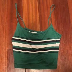 Green Tank Top with Blue and White Stripes
